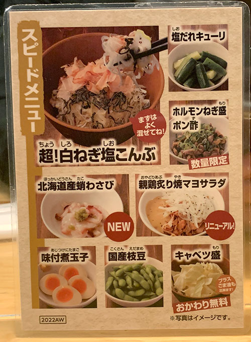 スピードメニュー