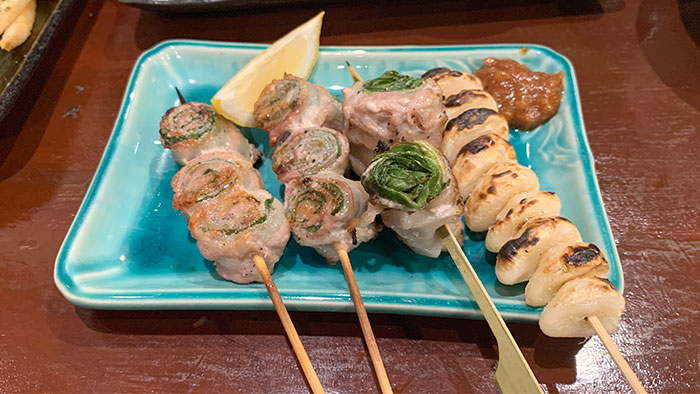 肉巻きはしそ・レタス、焼き野菜はにんにく